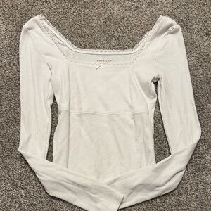American Eagle Outfitters Cream Long Sleeve Top